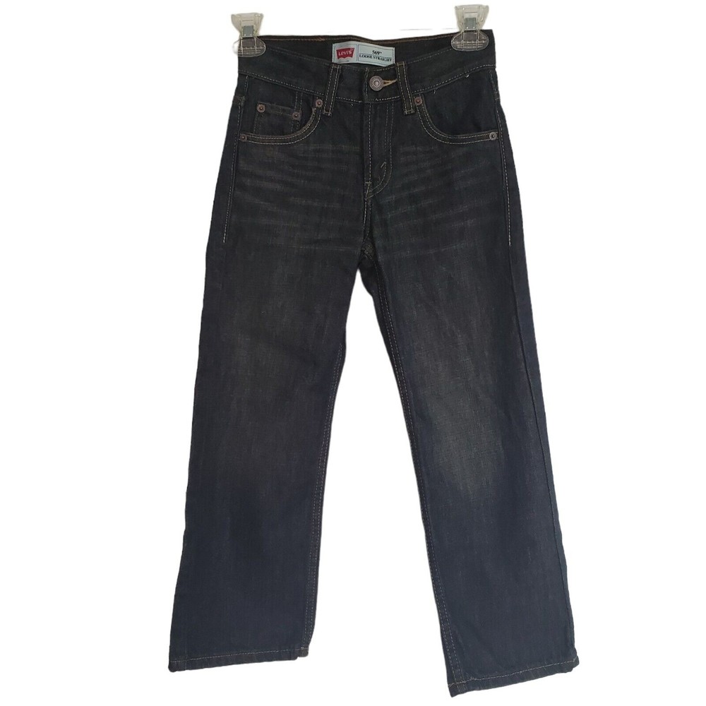 Levis Boys 569 Loose Straight Fit Jeans Size 8 Slim Dark Wash 5 Pocket Design